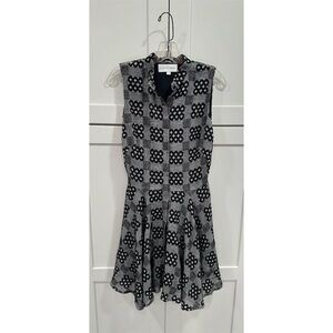 Porter Grey Women's Size 4 Black Geometric Cutout Knee‎ Length Dress SI59